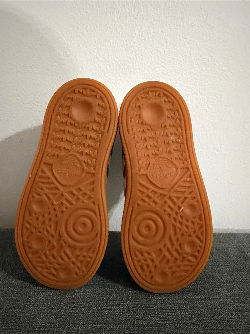 adidas Kids Brown Suede Sneakers with White Stripes